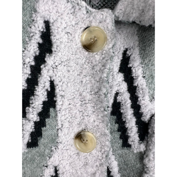 Saturday Sunday by Anthropologie Chevron Boucle Knit Cardigan Jacket Size Large - Picture 6 of 9